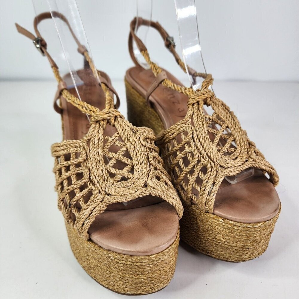 Vicenza Anthropologie Melissa Woven Platform Sandals In Boho Beige Size US 6 - Picture 5 of 16